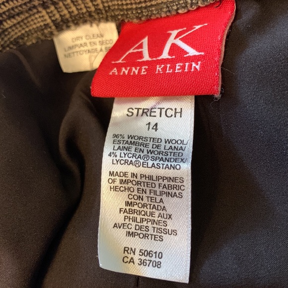 Anne Klein Vintage Academia Wool Blend Women’s Size 14 Stretch Plaid Trousers - Picture 10 of 10